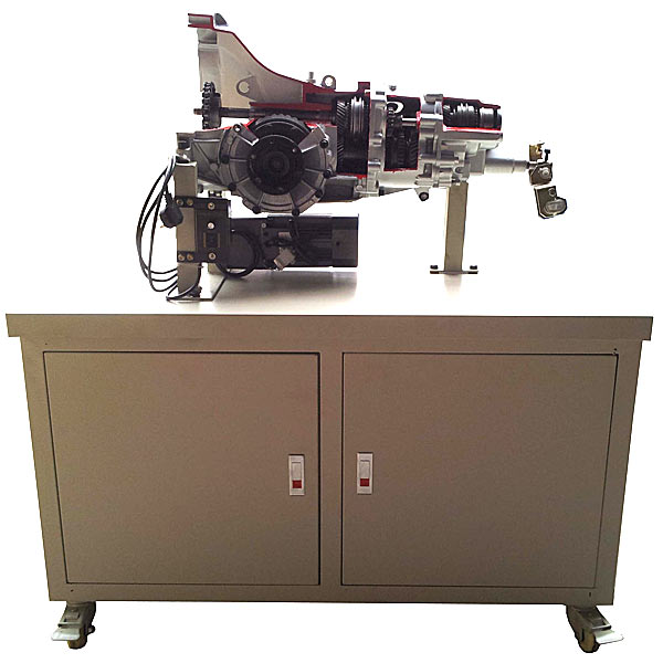 机电驱动手动变速器剖解运转实训台(图1) 机电驱动手动变速器剖解运转尝试台,通明拟真车床示教尝试台